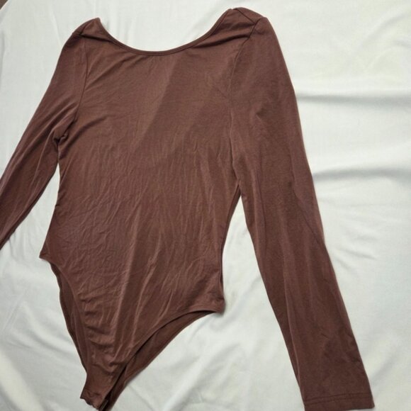 SHEIN Curve Plus Scoop Neck Bodysuit Brown 1XL - Picture 3 of 13